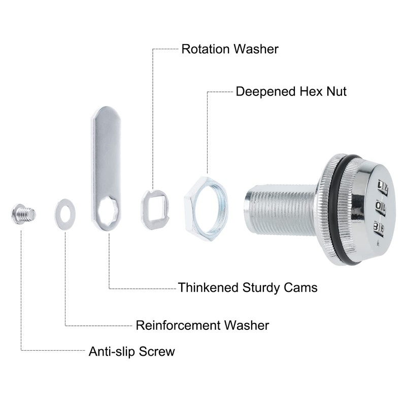 RealPlus Combination Cam Locks 3/4" Cylinder Cabinet Lock Security Combi-Cam