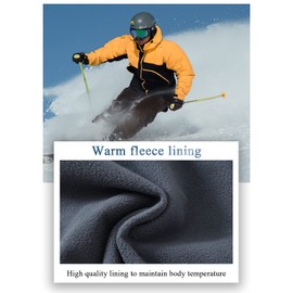 Gopune Men's Snow Ski Outdoor Waterproof Windproof Fleece Hiking PantsBlack,34