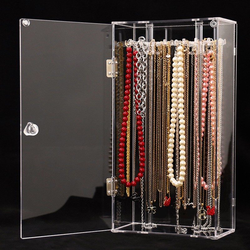 Acrylic Necklace Holder with 24 Hooks Clear Necklace Organizer Dustproof