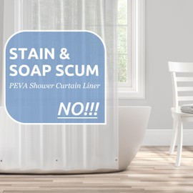 downluxe downluxe Waterproof Clear Shower Curtain Liner - PEVA Heavy Duty Plastic Shower Liner with 3 Magnets, Shower Curtains for Bathroom, 72" x 72", Clear