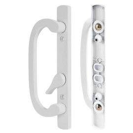 8.5" Legacy Sliding Patio Glass Door Offset Latch White Handle Set Replacement - Sash Controls 2265 - No Mortise, Fits 3-15/16" Screw Hole Spacing and 1-1/4" to 2-1/4" Door Thickness