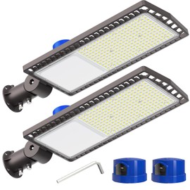 SZPOWER 200W LED Parking Lot Lights Outdoor, 26000LM Commercial Street Light with Dusk to Dawn Photocell, IP65 Waterproof, 6500K 100-277V Slip Fitter Mount Shoebox Pole Lights for Yard Garage 2 Pack