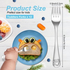 Erinnmy 24 Piece Toddler Forks,Stainless Steel Kids Forks,Kids Silverware,Kid Utensil Set,6.5 inch Kids Dinner Fork Toddler Utensils,Metal Baby Fork for Self Feeding,Dishwasher Safe