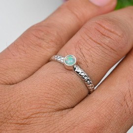 JEWELSTREZORO Opal Edelstein Bandring Männer & Frauen Bandring Bandring 925 Sterling Silber Bandring Geschenkartikel Handarbeit TSR115H_69 (22.0)