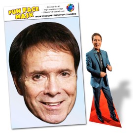 Party People 1 x Cliff Richard - Ready To Wear Celebrity Face Mask Includes Freestanding 20cm Desktop Standee Card Cutout - Standee Cliff R