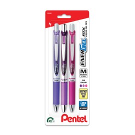 Pentel EnerGel RTX Retractable Liquid Gel Pen, Passion Hue, 0.7mm, Assorted Violet Ink Pack of 3 Pens (BL77PASBP3M)