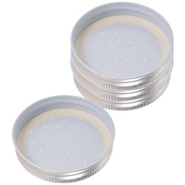 Kisangel 4pc Bee Entrance Feeders Perforated Metal Mason Jar Lid Drinking Tool for Mason Plastic Glass Jars, Sugar Syrup Water Dispenser