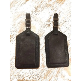 DJNY Genuine Leather Luggage Tag (set of 2) Black/Brown