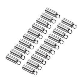 CoCud Barrel End Caps, 2mm Inner Diameter, Stainless Steel Smooth Crimp End Cord End Cap Steel Color - (Applications: for Bracelets Necklace Pendant Jewelry Making DIY), 20-Pieces