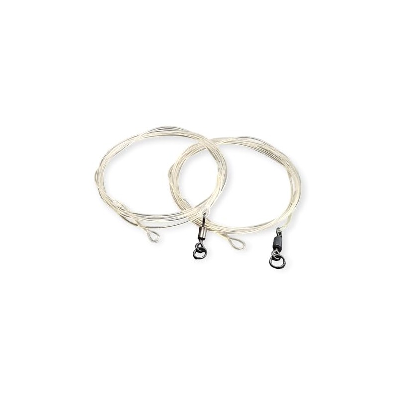 Twin pack fluorocarbon carp Leaders Flexi Ring size 8 swivels