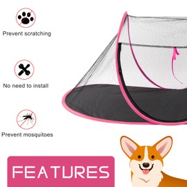 Outdoor Cat Enclosures, Portable Cat Tent for Bearded Dragon, Dogs and Small Animals, Cat Outdoor Tent with Foldable Bag(Rose Red)