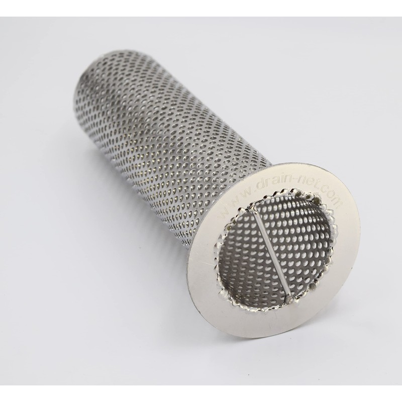 3" Commercial Floor Drain Strainer, 8" Tall, Perforated Stainless Steel