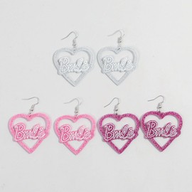 Love Heart Bride Earrings for Women Imitation Pearl Beaded Heart Earrings Bride Beauty Letter Statement Dangling Earrings Shiny Rhinestone Wedding Bridal Jewelry (Glitter-Silver)