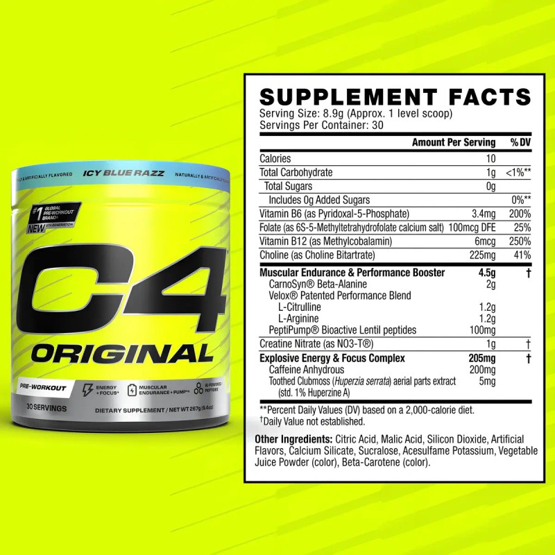 Suplemento Cellucor C4 Original en polvo sabor icy blue razz