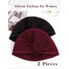 Woeoe Pre-Tied African Turbans Claret Stretchy Twisted Head Wraps Church