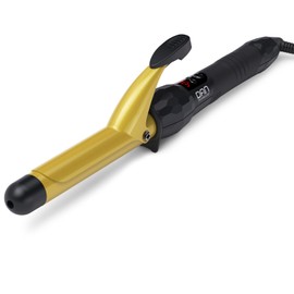 DAN Technology 1 Inch Large Barrel Curling Iron Wand, Tourmaline Ceramic Hair Curler with LCD Display (180°F–430°F), Fast Heating, Dual Voltage, Auto Shut-Off, Black & Gold