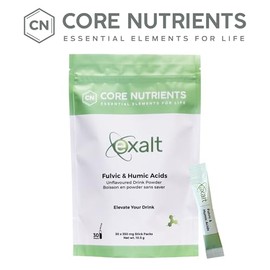 Core Nutrients Exalt by Core Nutrients - Fulvic & Humic Acid Complex in the Purest Form | Enhanced Nutrient Absorption - 70+ Trace Minerals | Unflavoured Drink Powder | 30 Stickpacks