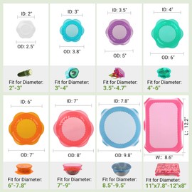 Silicone Stretch Lids for Food Storage in Fridge, Reusable Elastic Bowl Covers for Cup, Cans, Jars, Round & Rectangle Container, Food Grade Silicone Microwave Food Cover, Heat-Resistant, 8PCS