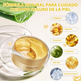 120Pcs Parches Ojeras 24k, Bolsas y Ojeras Parche de Ojo, Parche Ojeras 24k, Colageno Par-ches Contorno de Oj-os, Hidrogel Anti Arrugas, Lineas De Expresion, Parc-hes Humectantes (Verde)