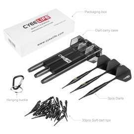 CyeeLife 18g Soft Tip Darts with Carrying case and 30 Extra Points,Professional Plastic Darts Set