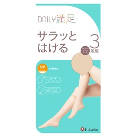 Fukusuke Daily Satisfaction Conjugate Short Stockings, 3 Pairs Set, Women's, clear nude