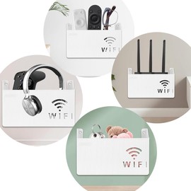 Wireless Router Wifi Storage Box,Wall Hanging Plug Board Bracket Cable Storage Organizer Router Shelf Media Shelf White Storage Boxes Hider Box Trinkets for Home Bedroom Living Room Office