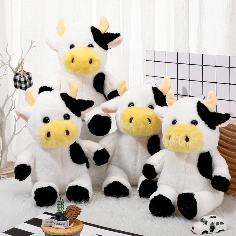 Wettarn 8 Pcs Cow Stuffed Animal 9.4'' Cow Plush Toys