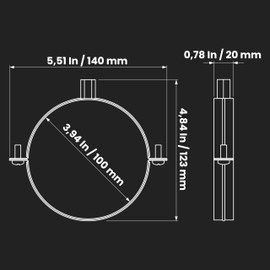 Repa Market 4" Inch Galvanized Pipe Hanger - Conduit Clamp Mounting Support - PVC Pipe Brackets, Metal Pipe Clamps - Wall Mounting Clamp Holder - 4in Pipe Clamp Fittings - Screw Clamp, Ring Bracket