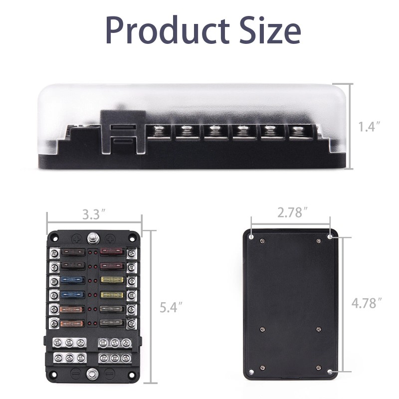 MICTUNING 12-Way 12-32V Blade Fuse Box Block Auto/Boat Car Fuse