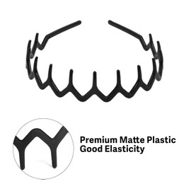 Malijnxin 3 Pack Wavy Claw Headbands with Clips, Hair Clip Headbands, Plastic Headbands for Women and Girls Daily Dating Decorations, Black