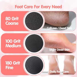 Windspeed 180PCS Foot File Replacement Sandpaper Discs, Foot File Refills for Electric with 80 Grit/ 100 Grit/ 180 Grit Foot File Replacement Pad to Remove Callus Dead Skin