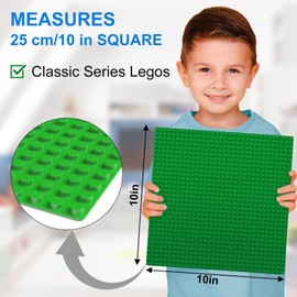 Pokiiulk Classic Baseplates Building Plates, 2 Pack 10" x 10" Building Bases Compatible with All Major Brands, Classic Green Basplates for Bricks (Green)