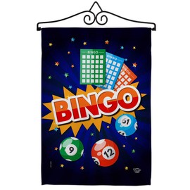 Ornament Collection GS192126-BO-02 Bingo Interests Hobbies Impressions Decorative Vertical 13" x 18.5" Double Sided Garden Flag Set Metal Wall Hanger Hardware