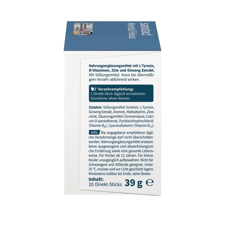 sanotact Mental Focus Direct Sticks - With L-Tyrosine, Ginseng &