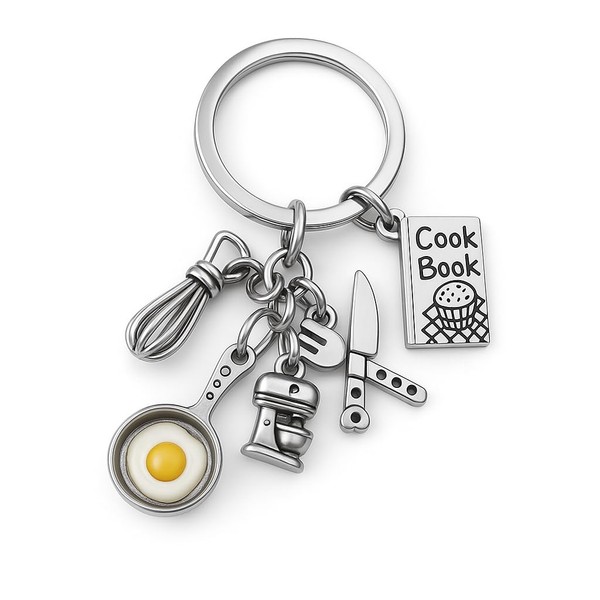 DONWOIIE Chef Gifts Keychain – Whisk, Frying Pan with Egg,