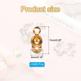 PATIKIL Crimp Bead Knot Cover, 1400 Pcs Light Gold Tone Metal Bead Tips for Jewelry Making
