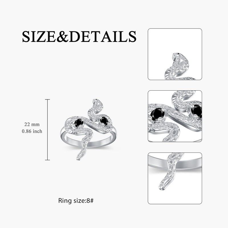 MONGAS Snake Ring 925 Sterling Silver Snake Rings for Women