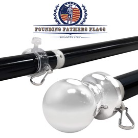 6ft Spinning Flag Pole - Black Flag Pole & Silver Topper - Outdoor Wall Hanging Tangle Free Spinning Flag Pole - Black Label Special Edition