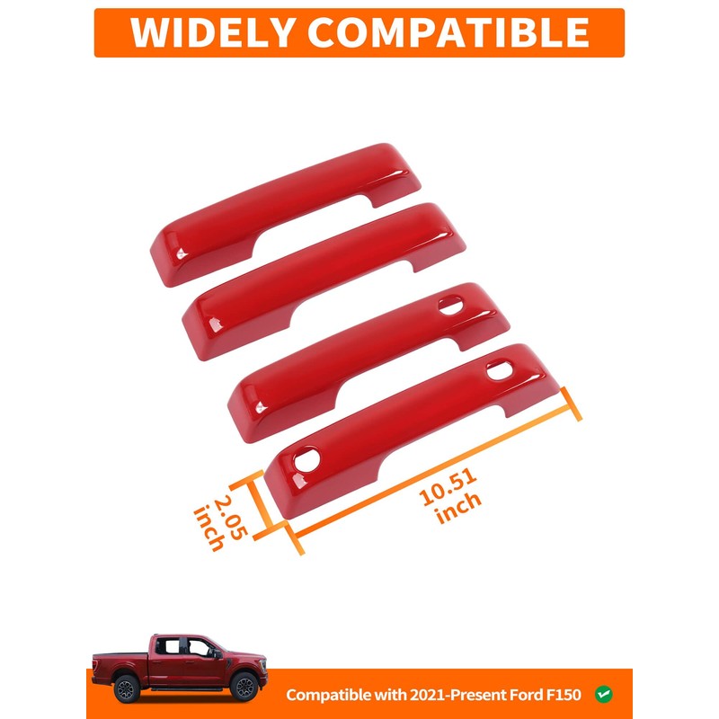 Savadicar 4-Piece Red Door Handle Cover Trim Set for 2021-Present