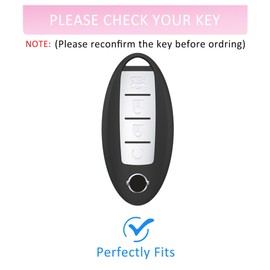 for Nissan Key Fob Cover with Bling Keychain,Soft TPU Key Case Shell Compatible with Altima Rogue Sentra,4 Buttons Smart Key Case,Pink