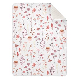 Ollabaky Wildflowers Watercolor Baby Blanket for Boys Girls, Cotton Toddler Newborn Swaddle Blanket for Stroller Crib Nursery Receiving Blanket Infant Unisex 30"x40"