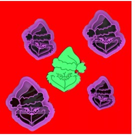 Unbranded Grinch Christmas Polymer Clay Cutters - All sizes c(4 Cutters)