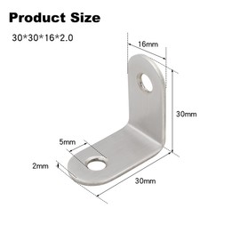 Stainless Steel Angle Brackets - 30x30mm L Brackets for Wood with 60 Screws - 30pcs Corner Brackets for Furniture & Shelves - Strong & Durable L Shaped Bracket for Window, Chair & Table