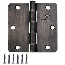 Door Hinge 3 1/2 Inch Interior Door Hinges Oil Rubbed Bronze Black 3.5 Inch Interior Hinges 1/4" Radius Flat Iron Hinge 3 ½"x 3 ½" Door Hardware - 3 Pieces
