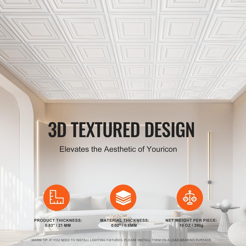VEVOR 12-Pack 24 x 24 in Drop Ceiling Tiles -