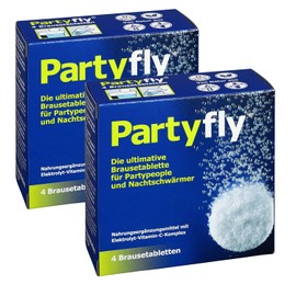 PARTYFLY Effervescent Tablets Pack of 8 = 2 x 4 Pieces - with Vitamin C and Electrolytes - Reload