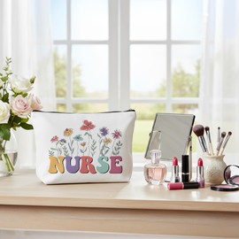 LSVGSAK Nurse Makeup Bag Nurse Gifts for Women Nursing Cosmetic Toiletry Bag with Zipper for Nursing Student Thank You Nurses Day Birthday Christmas Graduation RN Cosmetic Bags Accessories Essentials