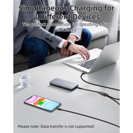 YANBORONSN 2 in 1 Multi USB C Splitter Charge Cable,USB C Female to 2 Type C Male Connector Y Power Supply Cord No Data Transfer 1M(2 Pack)