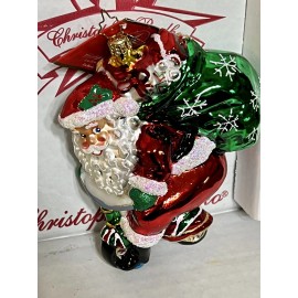 Christopher Radko FIRST DELIVERY Ornament 2006 6x5” Santa Claus Green Sack