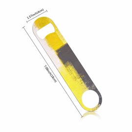 TASDANA Yellow and Grey Stainless Steel Bottle Opener Modern Abstract Lines Art Painting Flat Beer Bottle Opener Keychain for Home Kitchen Bar Restaurant Party Birthday Gift
